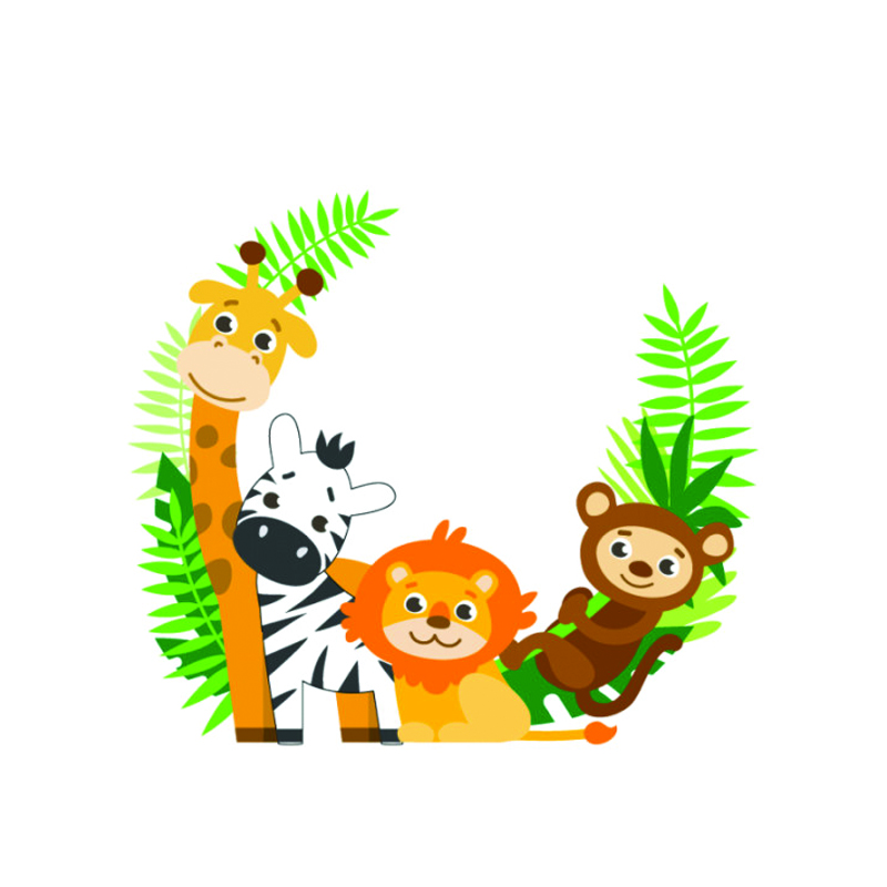 Αυτοκόλλητο τοίχου με ζώα Ζούγκλα